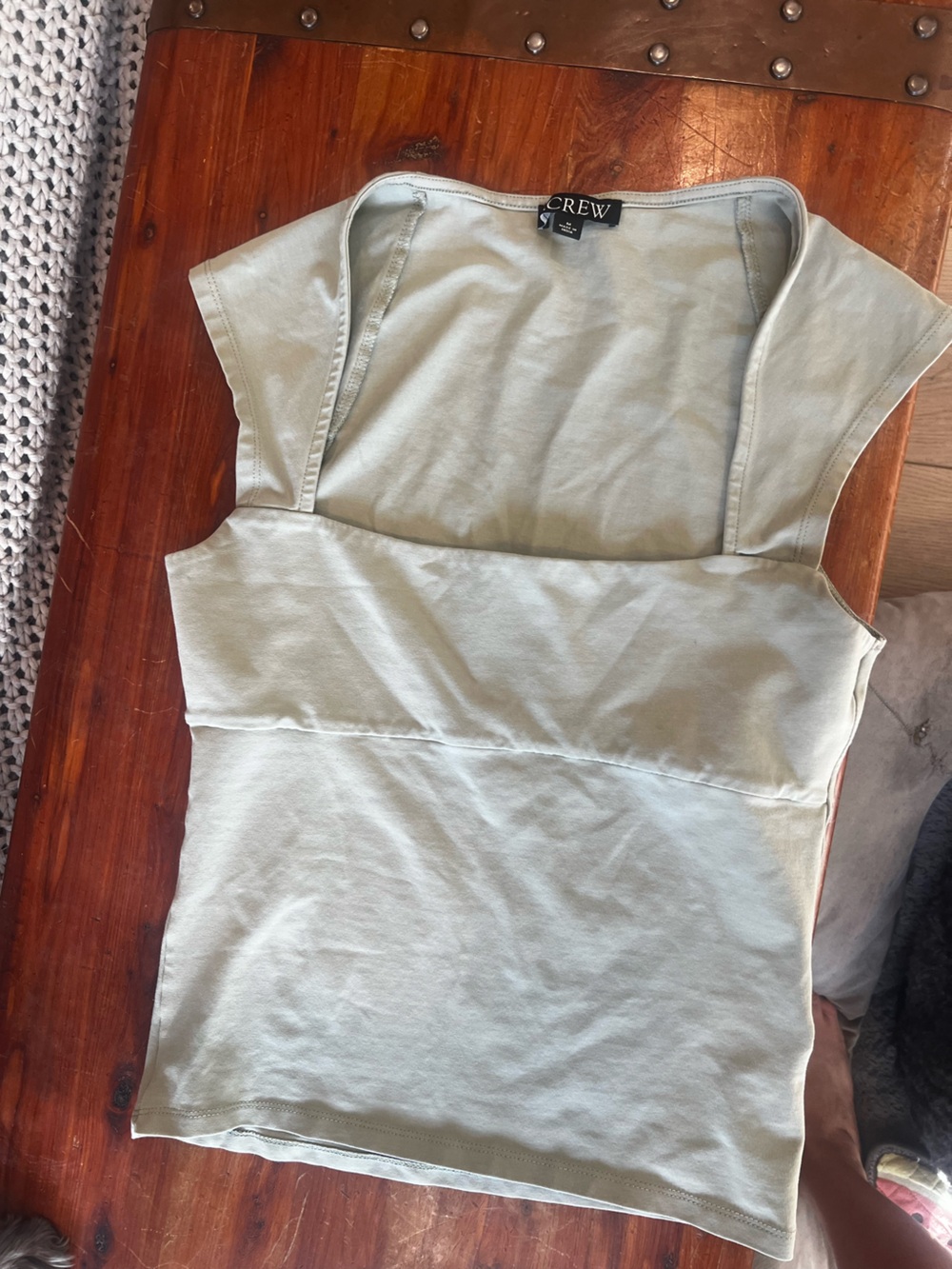 J. Crew Light Sage Green Square-Neck Top